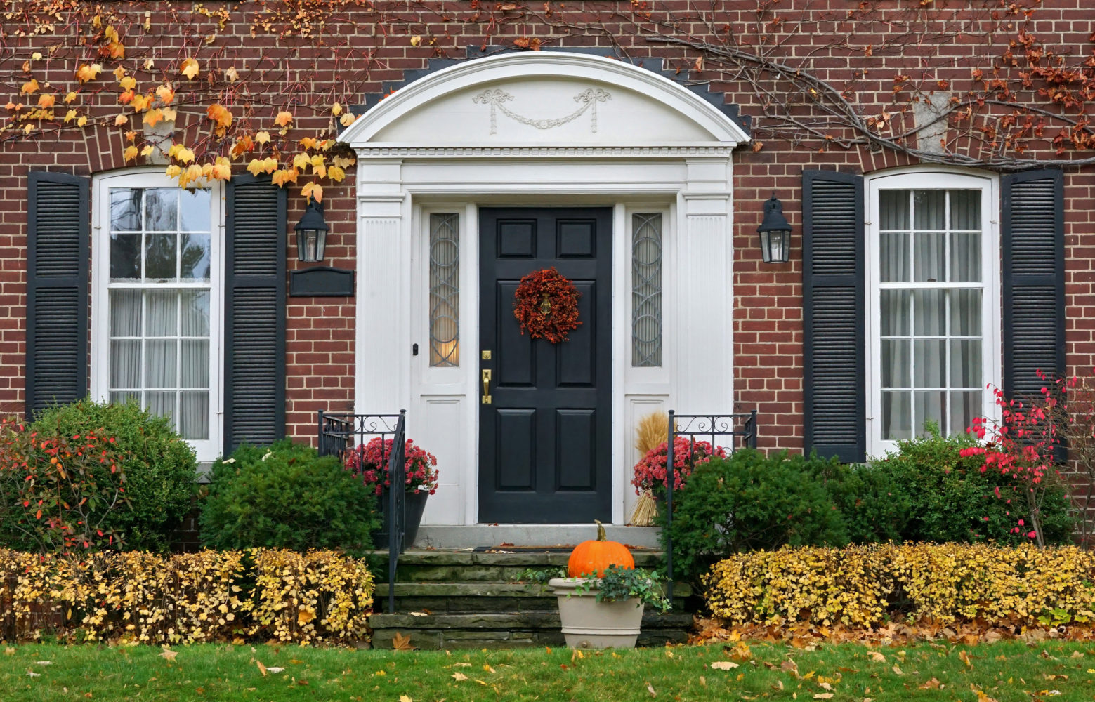 house front door in fall