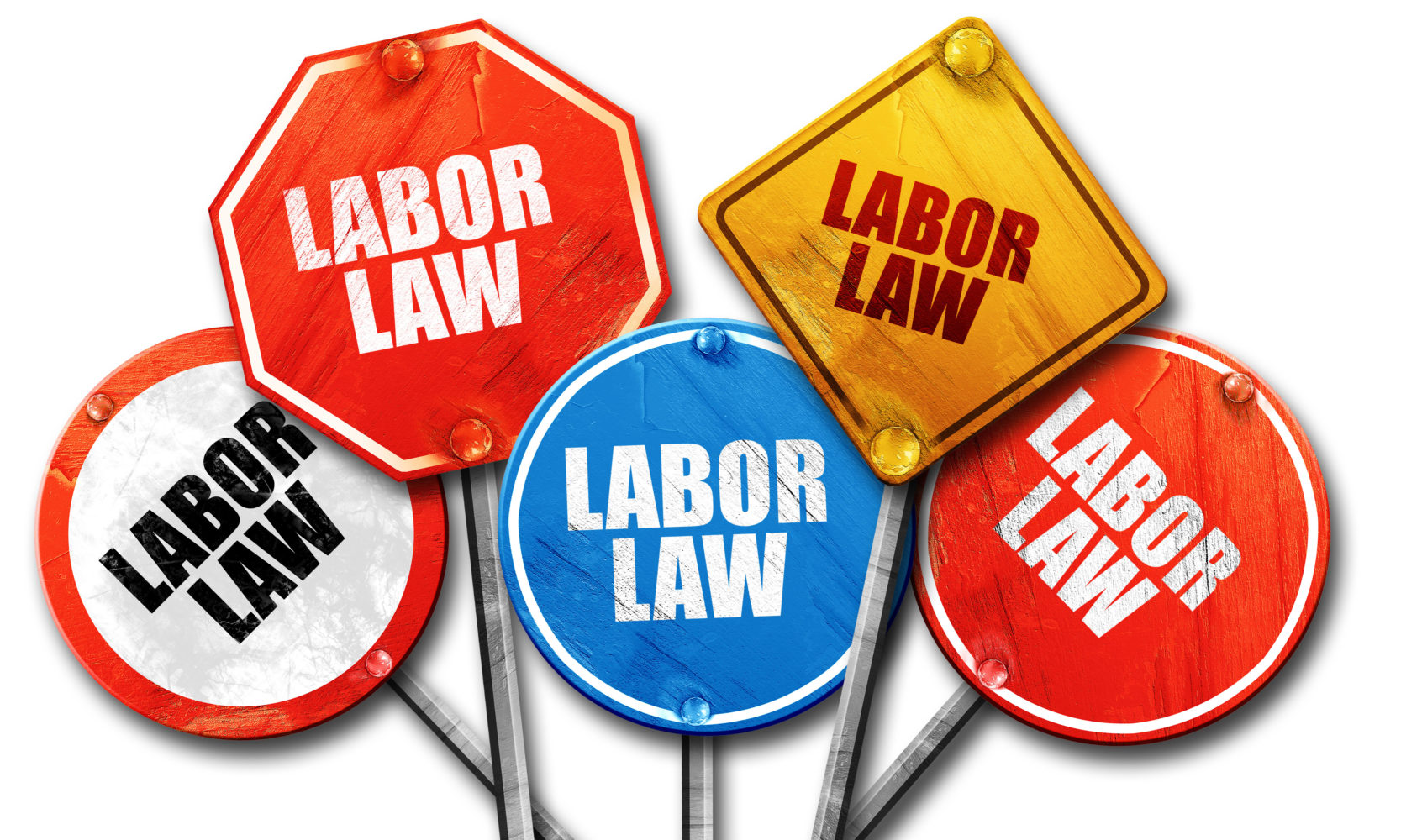 labor law, 3D rendering, rough street sign collection